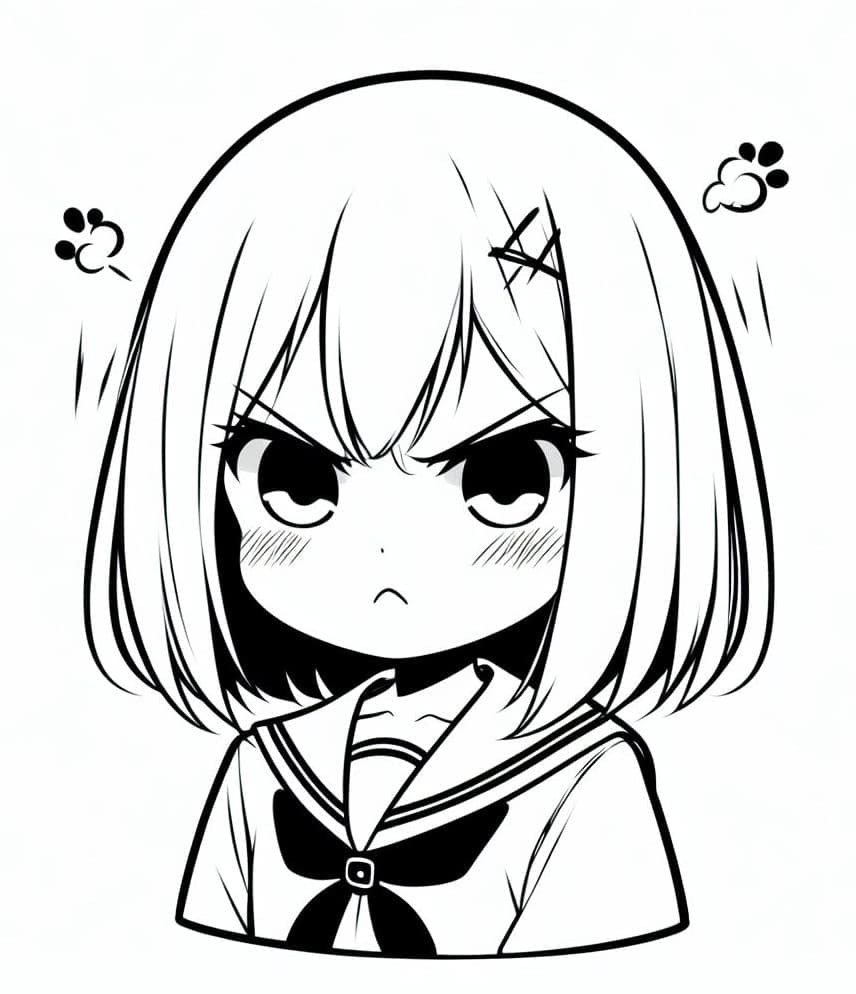 Anime Dívka Zdarama omalovánka