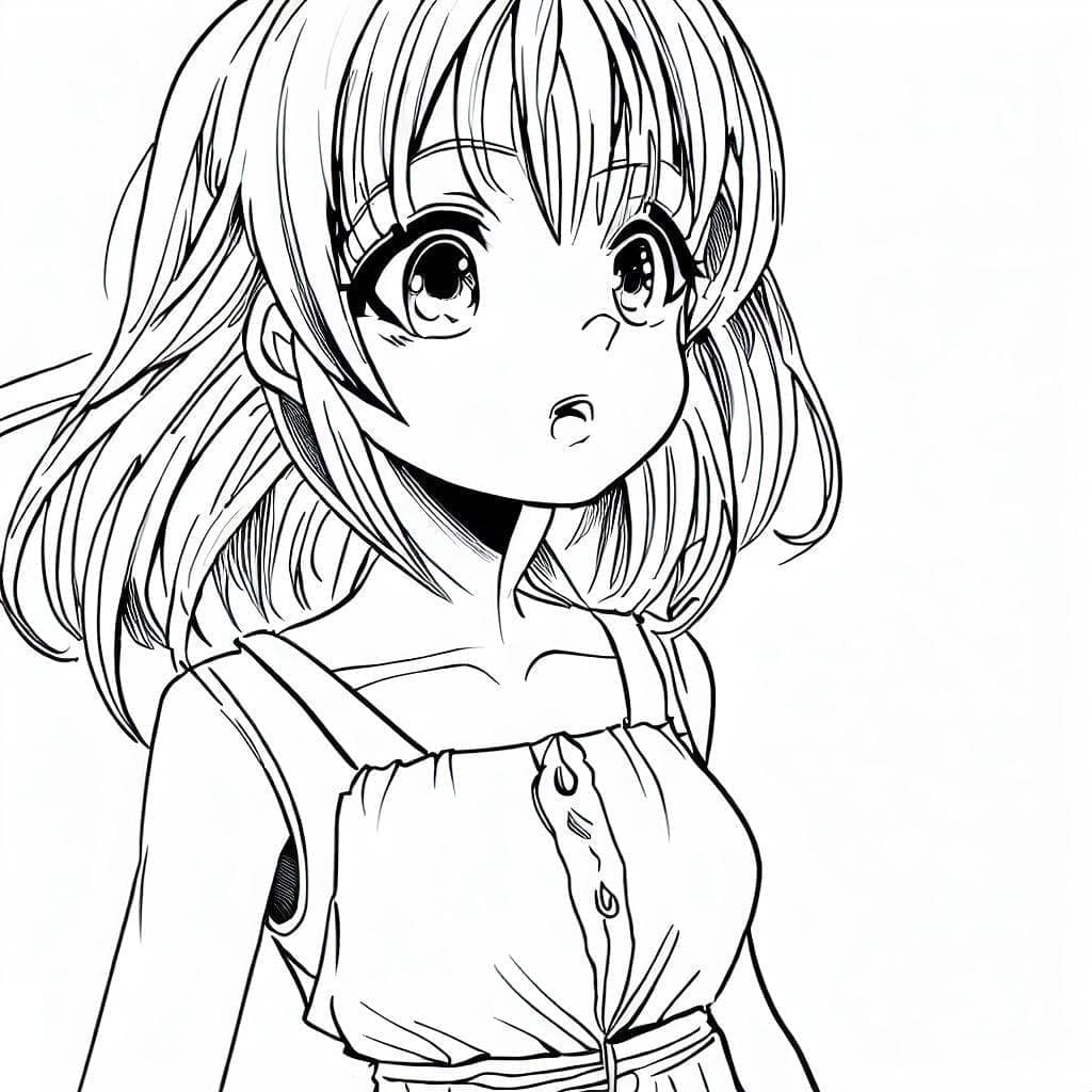 Anime Dívka k Tisku omalovánka