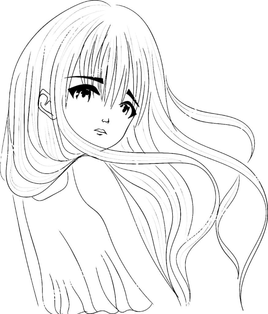 Anime Dívka k Vymalování omalovánka