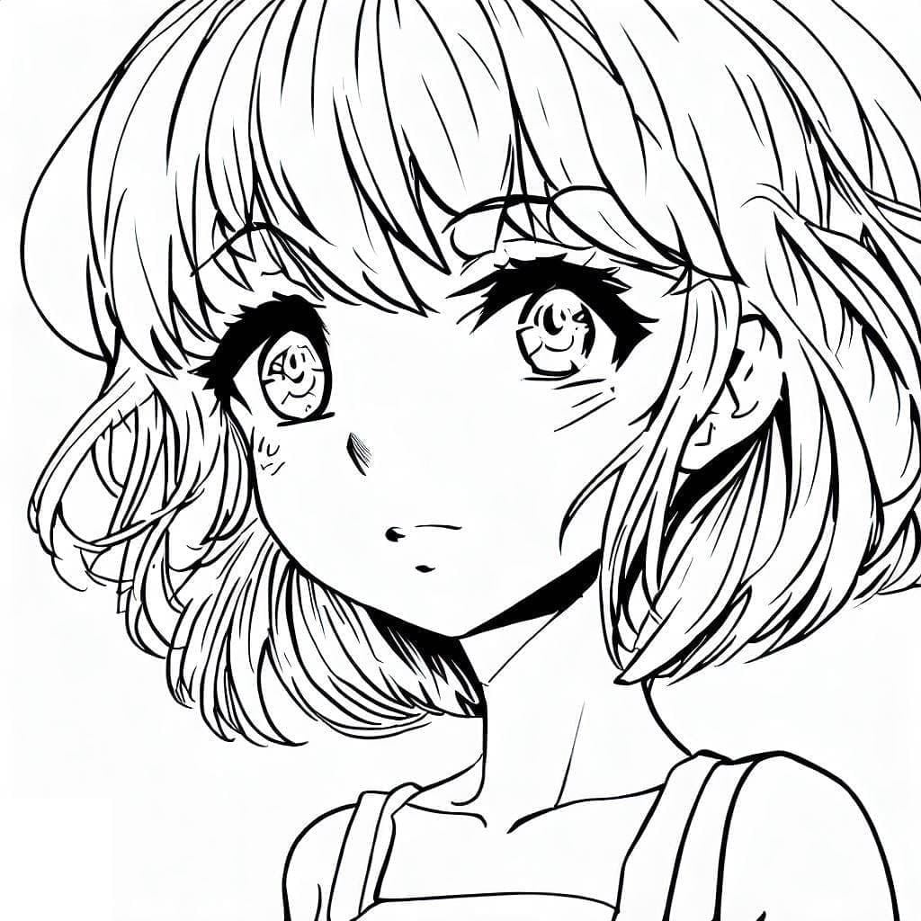 Anime Dívka pro 1leté Děti omalovánka
