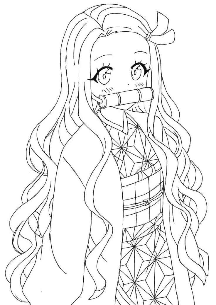 Anime Nezuko omalovánka