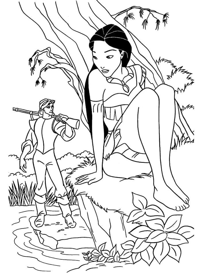 Animovaná Pocahontas omalovánka