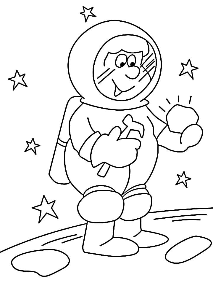 Astronaut Tisknutelný Zdarma omalovánka