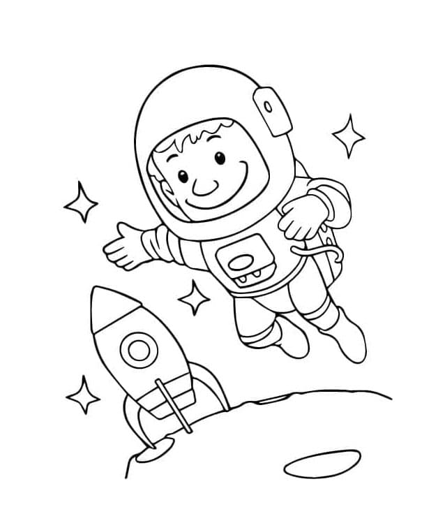 Astronaut pro 4leté Děti omalovánka
