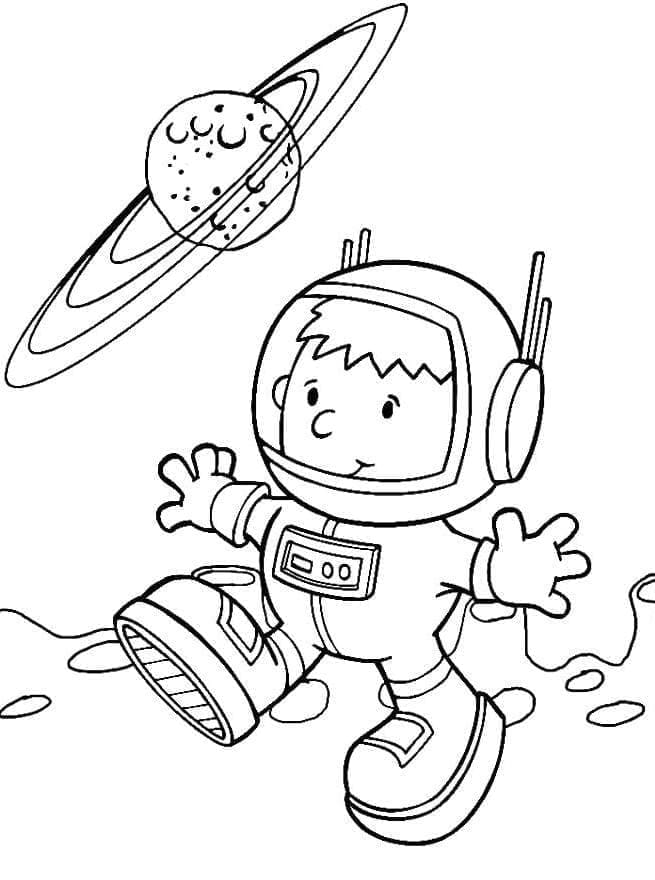 Astronaut ve Vesmíru omalovánka
