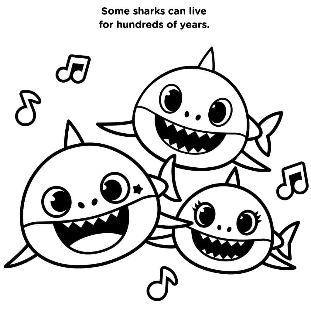 Baby Shark Tisknutelný pro Děti omalovánka