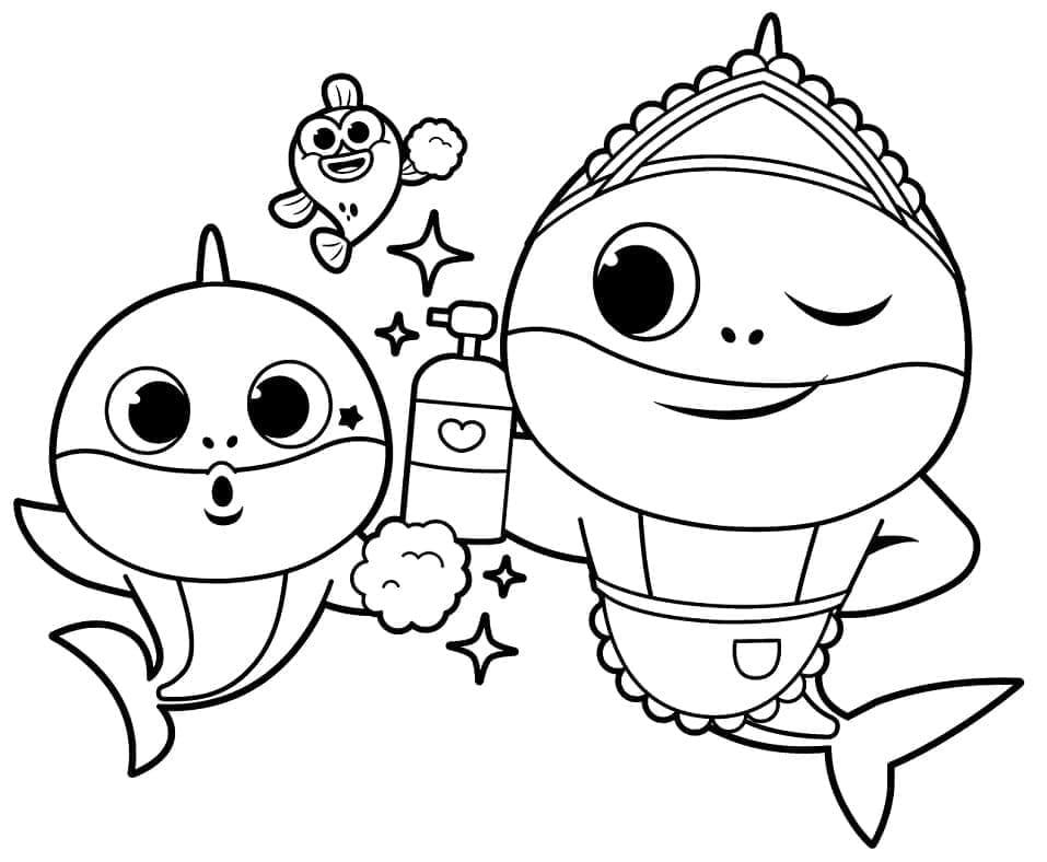 Baby Shark pro 5leté Děti omalovánka
