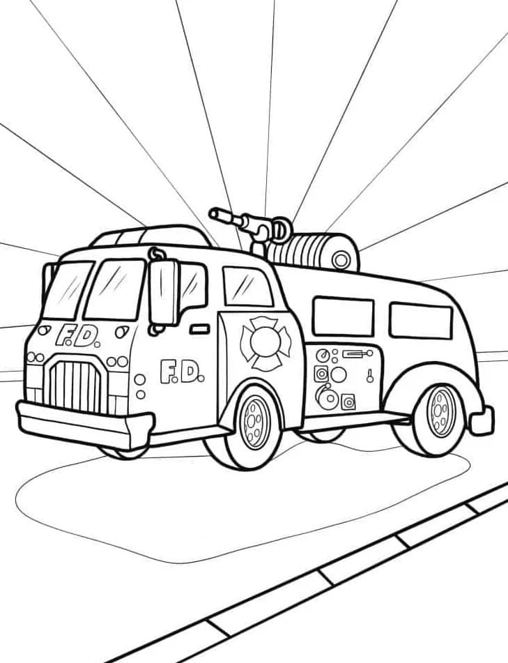 Běžné Hasičské Auto omalovánka
