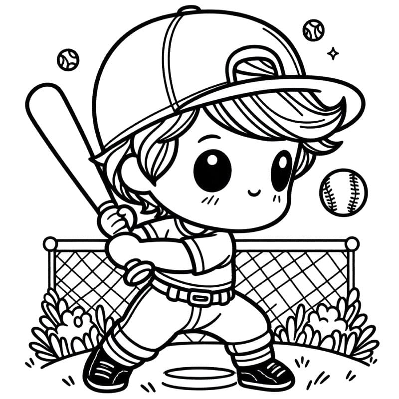 Dítě Hraje Basebal omalovánka
