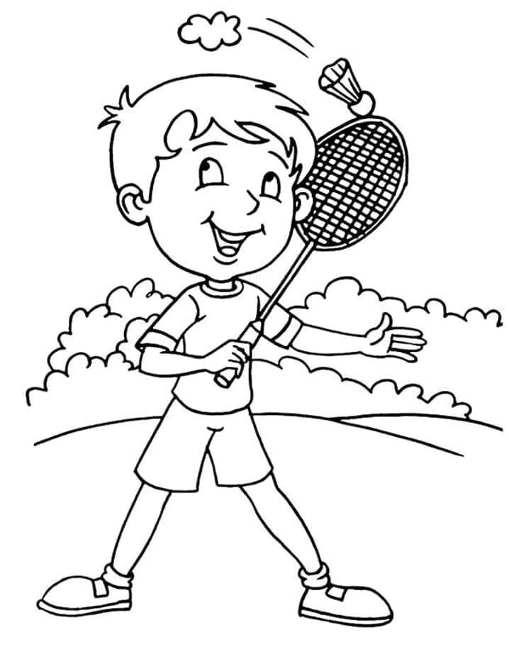 Dítě Hrající Badminton omalovánka
