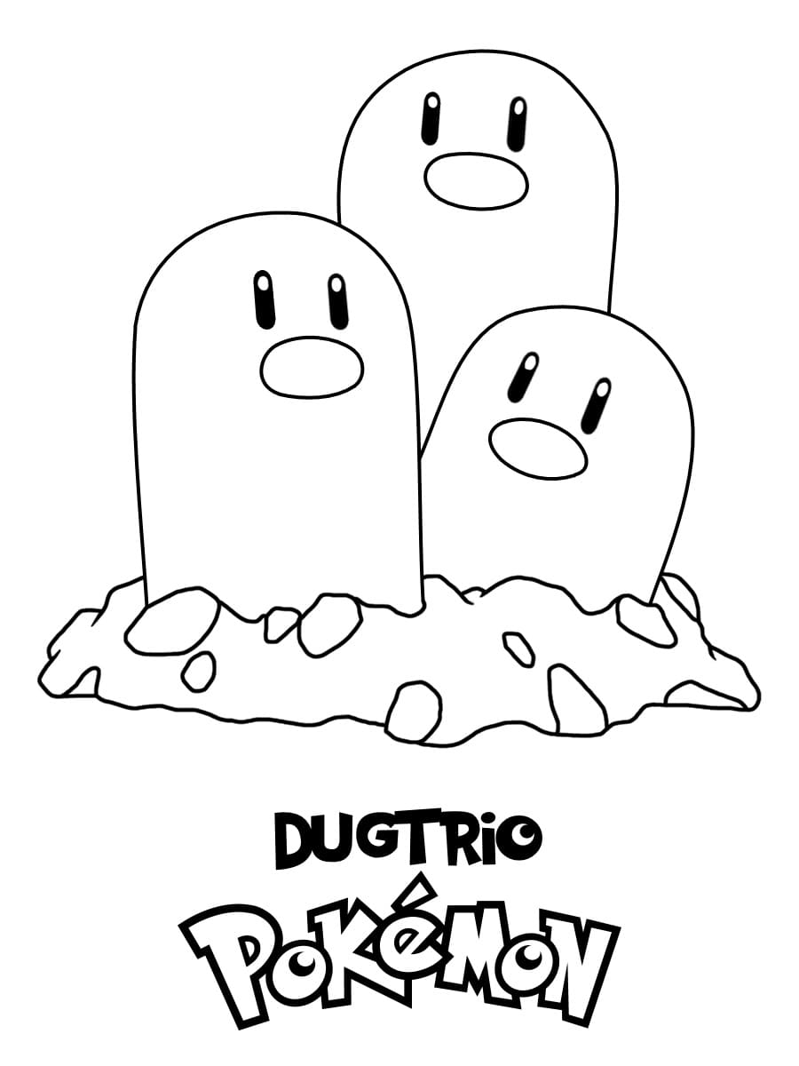 Dugtrio Pokemon omalovánka