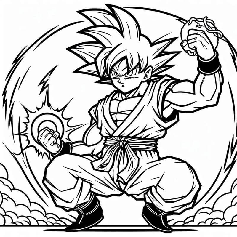 Goku Tisknutelný Zdarma omalovánka