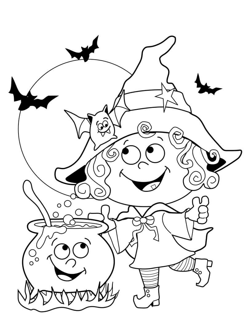 Halloween pro 3leté Děti omalovánka