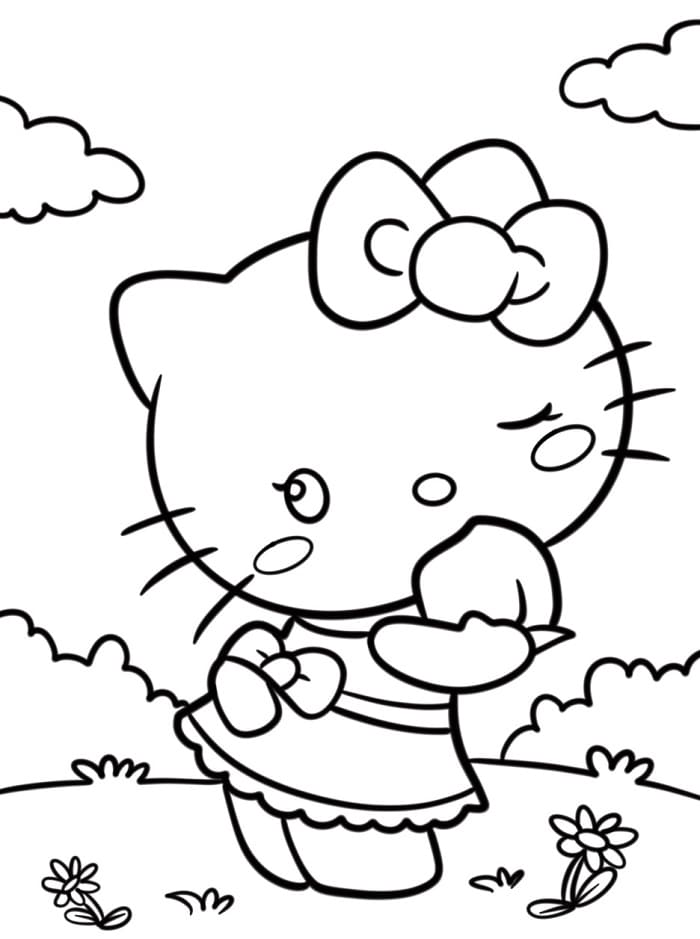 Hello Kitty Tisknutelná Zdarma omalovánka