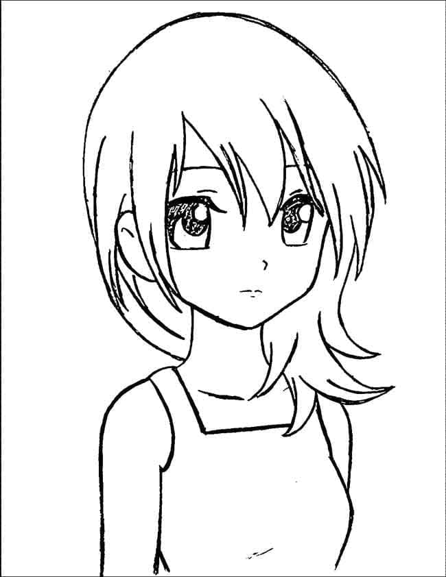 Krásná Anime Dívka omalovánka