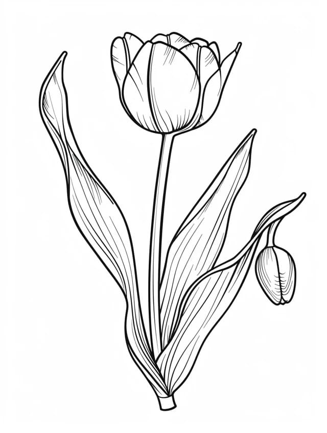 Krásný Tulipán omalovánka