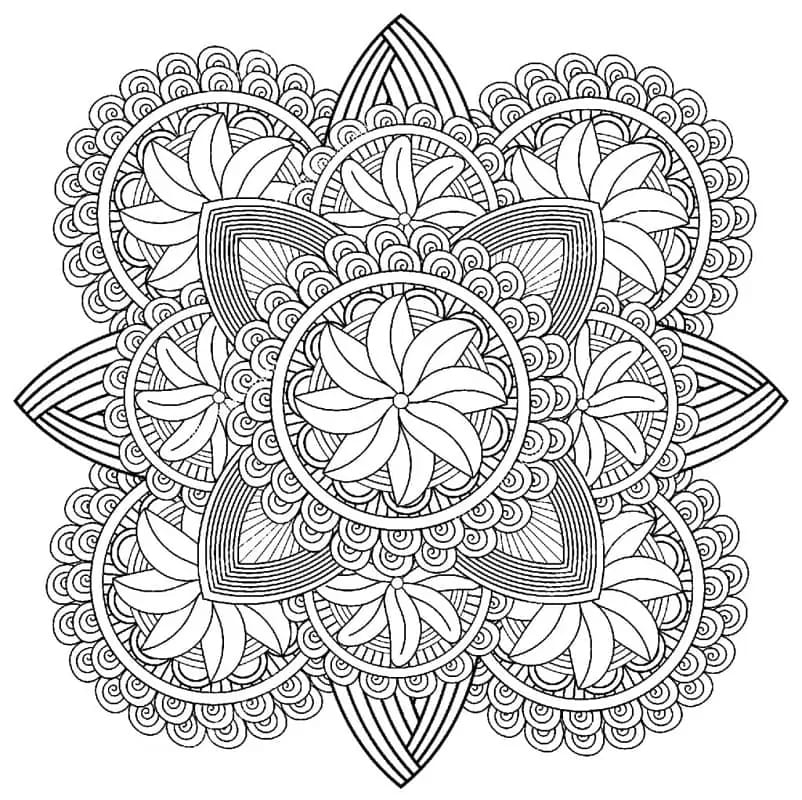 Květinová Mandala (14) omalovánka