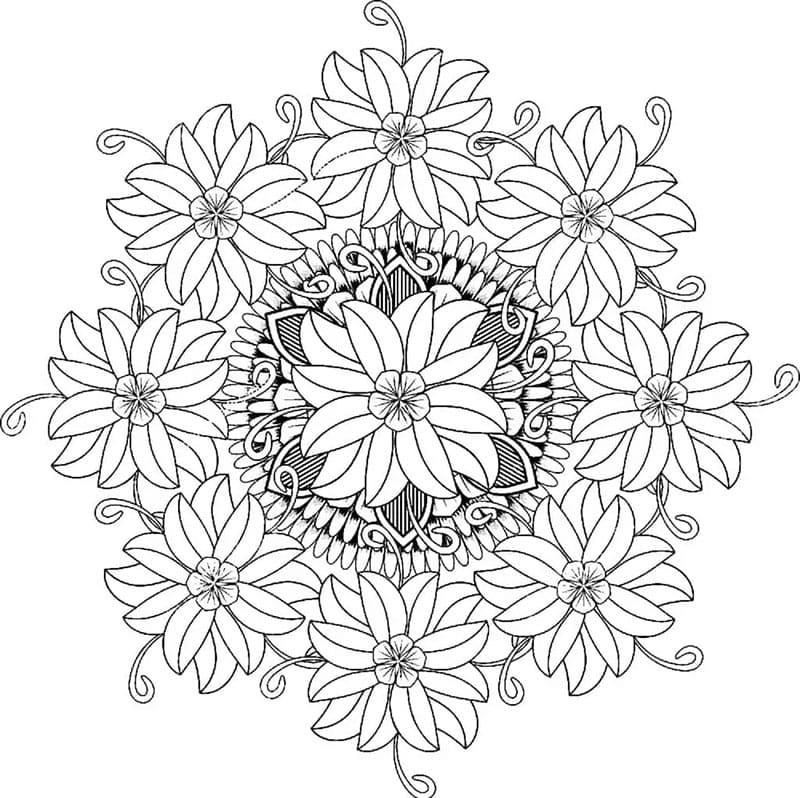 Květinová Mandala (28) omalovánka