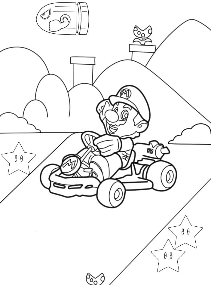 Mario Kart pro 1leté Děti omalovánka
