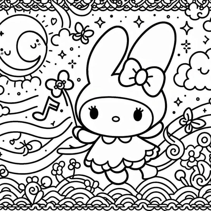 My Melody Zdarma Tisknutelná omalovánka