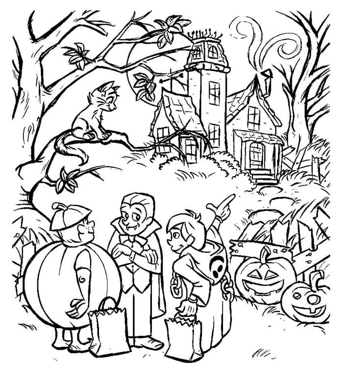 Na Halloween omalovánka
