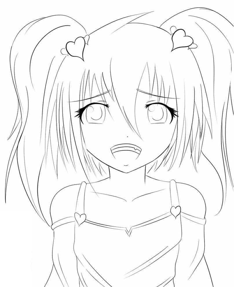 Pěkná Anime Dívka omalovánka