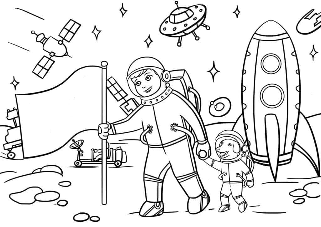 Pěkný Astronaut omalovánka