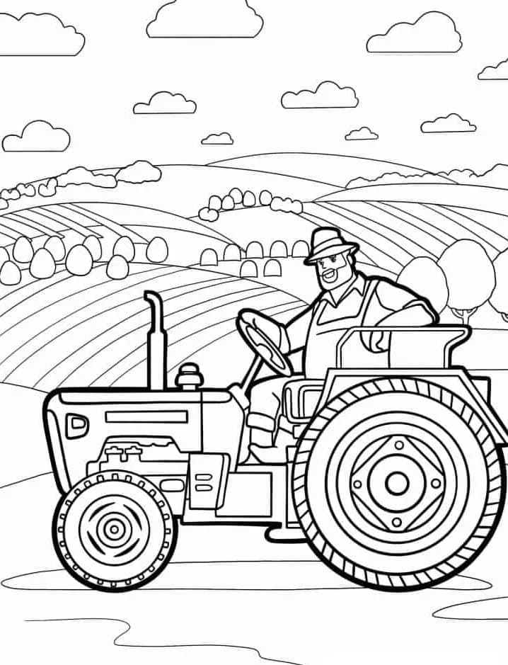 Pěkný Traktor omalovánka