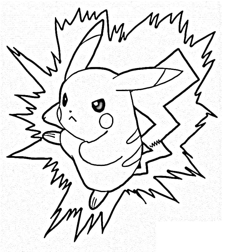 Pikachu Tisknutelný Zdarma omalovánka