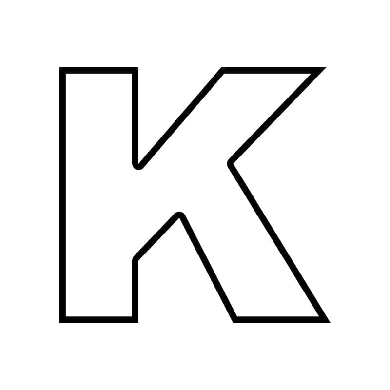Písmeno K abecedy omalovánka