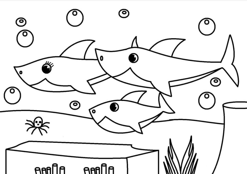 Přátelský Baby Shark omalovánka