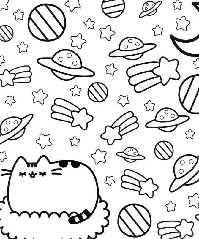 Pusheen Zdarma Vymalovatelné Obrázek omalovánka