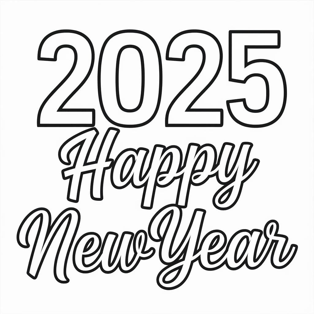 Šťastný nový rok 2025 (1) omalovánka