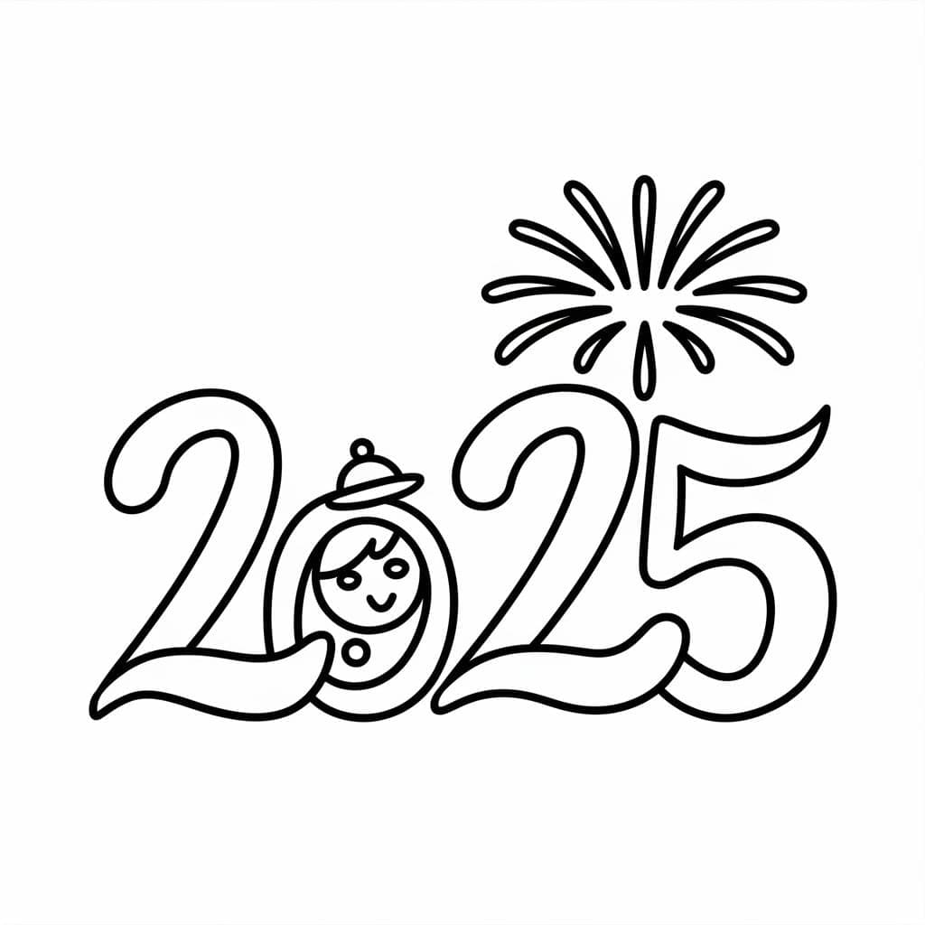 Šťastný nový rok 2025 (10) omalovánka