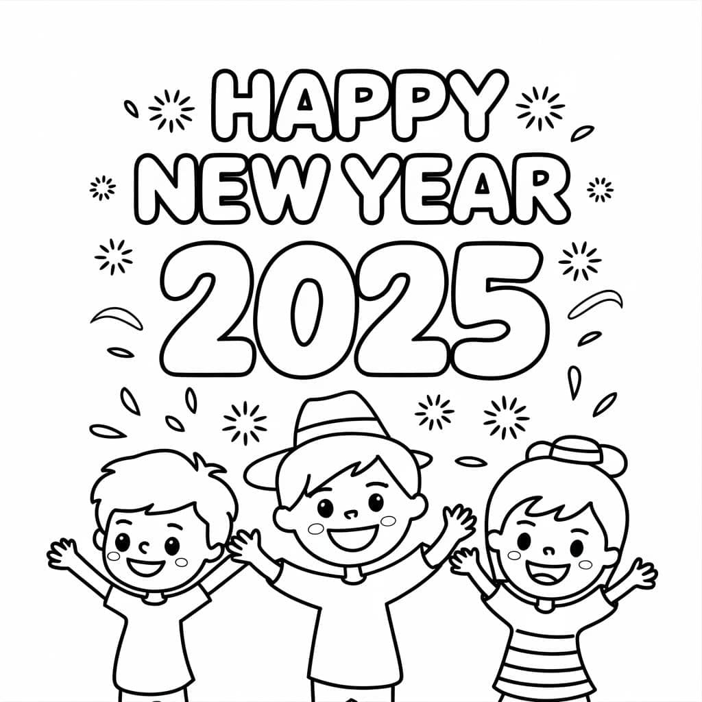 Šťastný nový rok 2025 (14) omalovánka