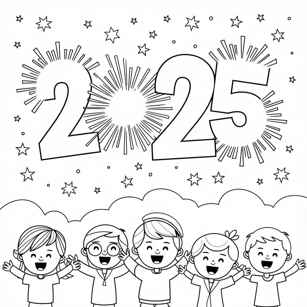 Šťastný nový rok 2025 (16) omalovánka