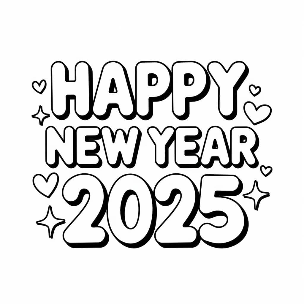 Šťastný nový rok 2025 (20) omalovánka