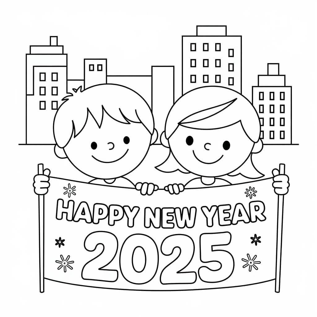 Šťastný nový rok 2025 (21) omalovánka
