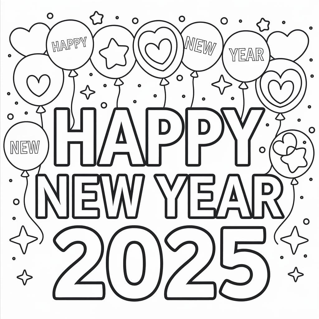 Šťastný nový rok 2025 (4) omalovánka