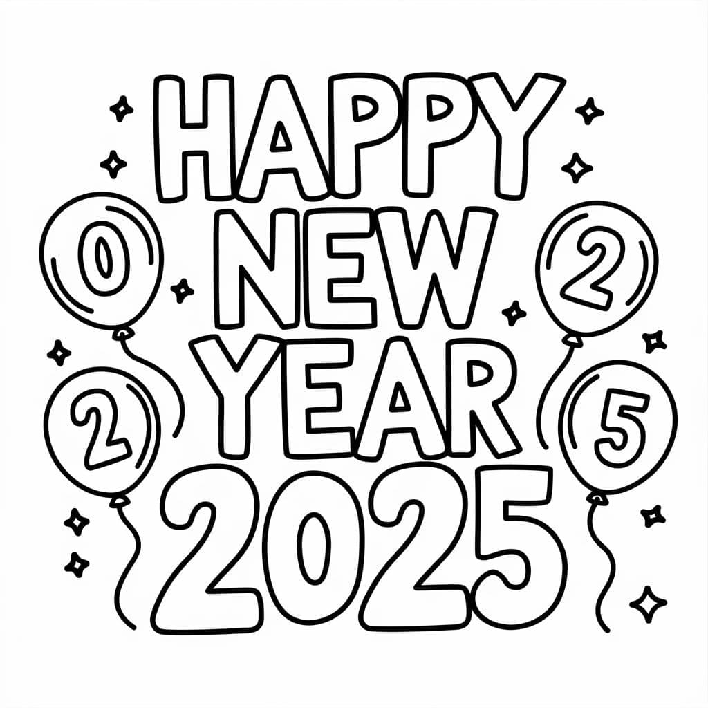 Šťastný nový rok 2025 (5) omalovánka