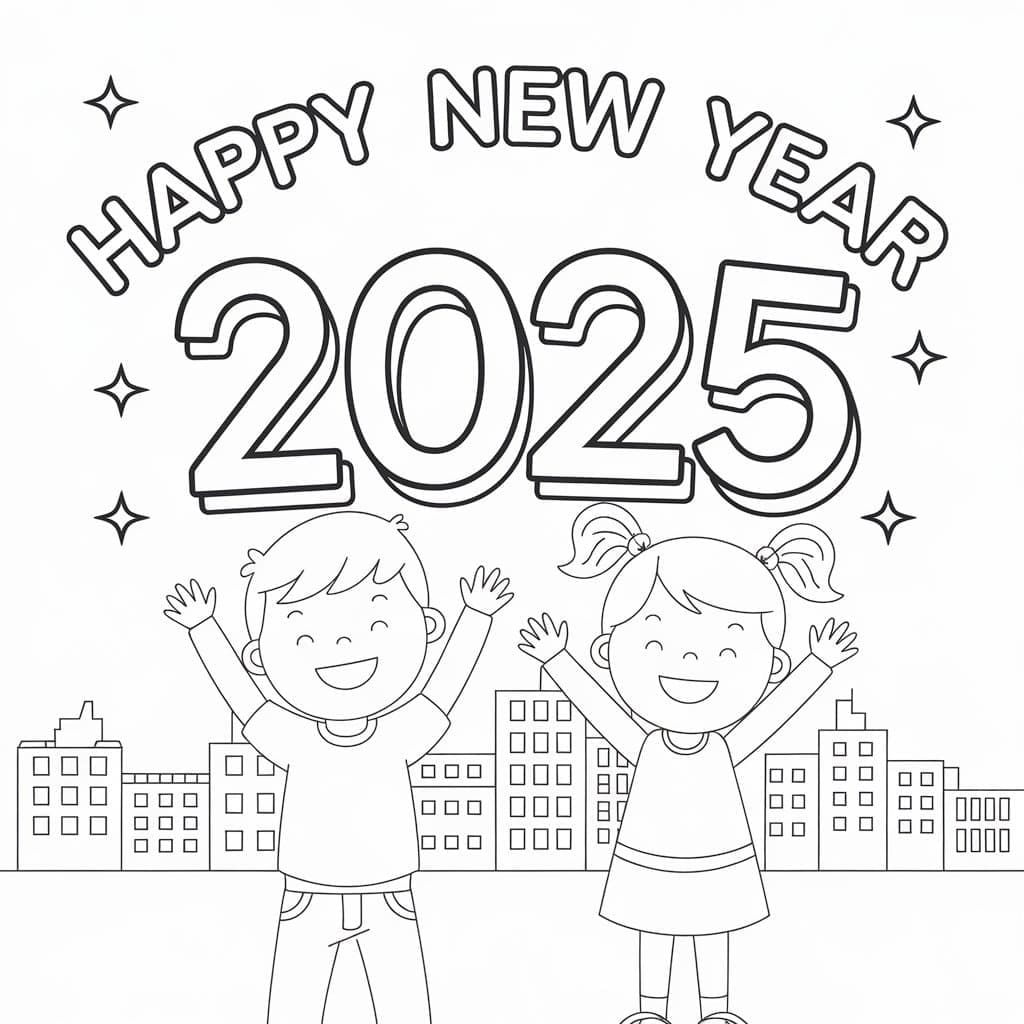 Šťastný nový rok 2025 (6) omalovánka