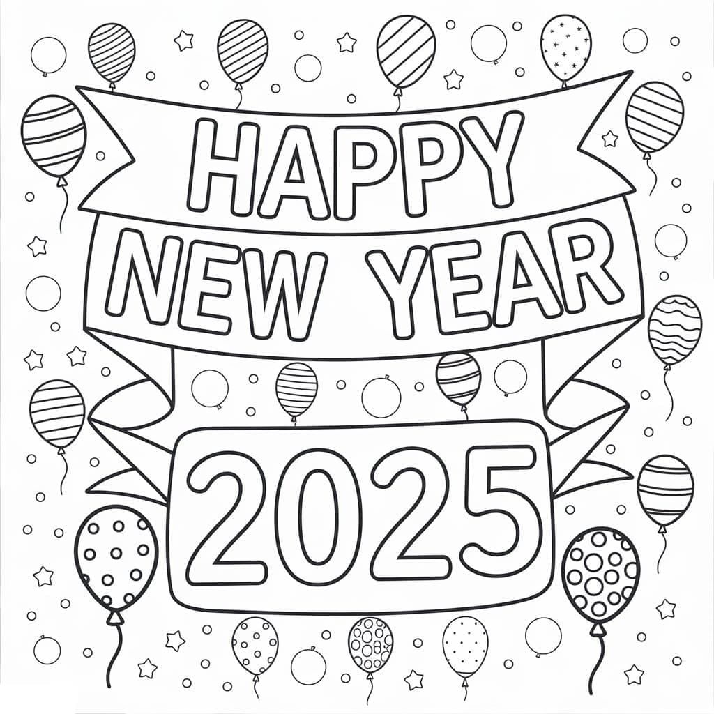 Šťastný nový rok 2025 (7) omalovánka