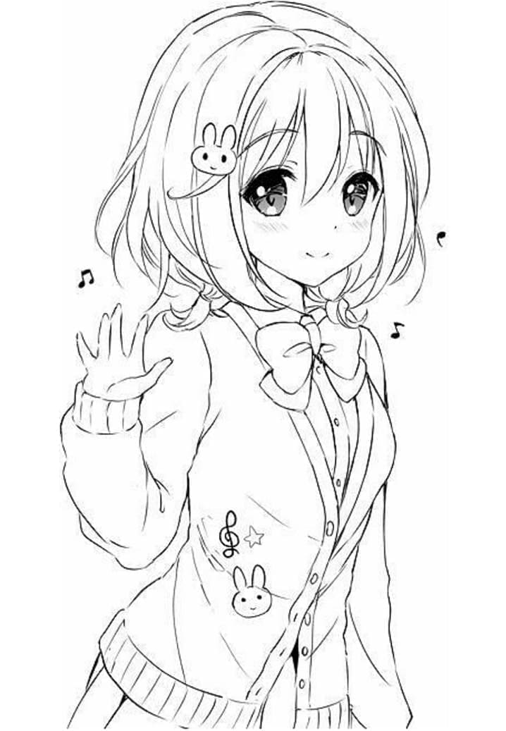 Tisk Anime Dívka omalovánka