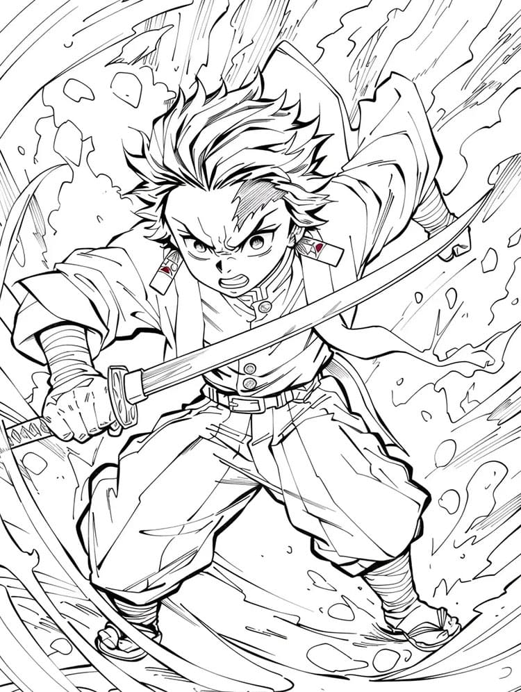 Tisk Demon Slayer omalovánka
