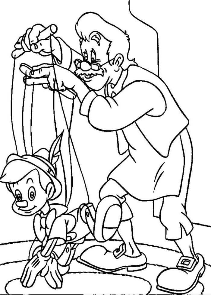 Tisk Pinocchio omalovánka