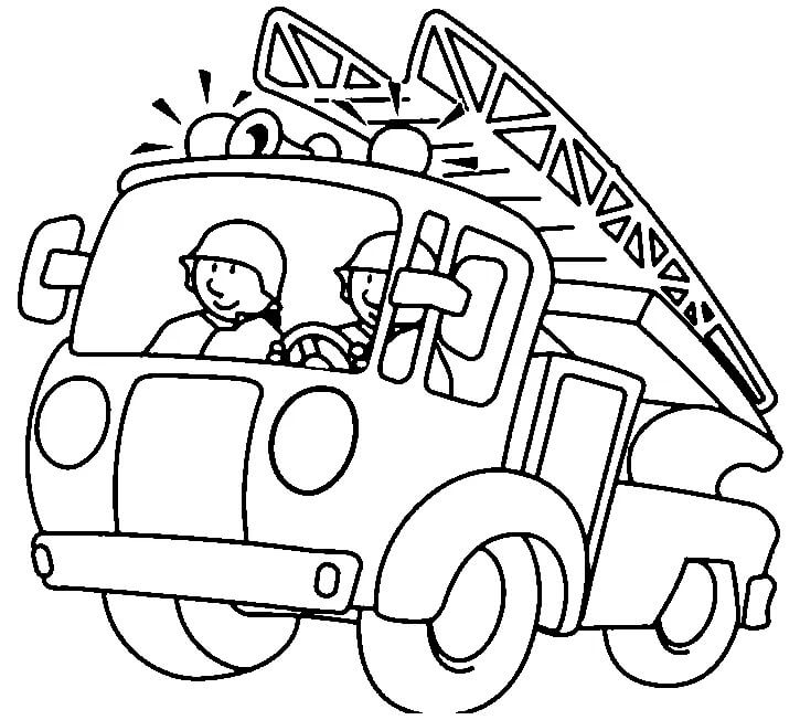 Tisknutelné Hasičské Auto Obrázek pro Děti omalovánka