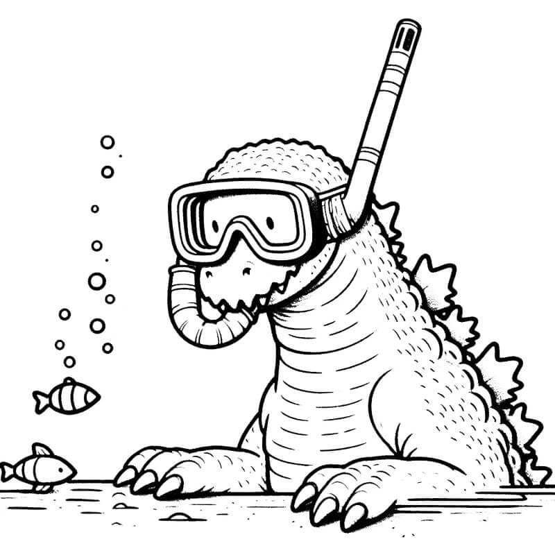 Tisknutelný Godzilla Obrázek omalovánka