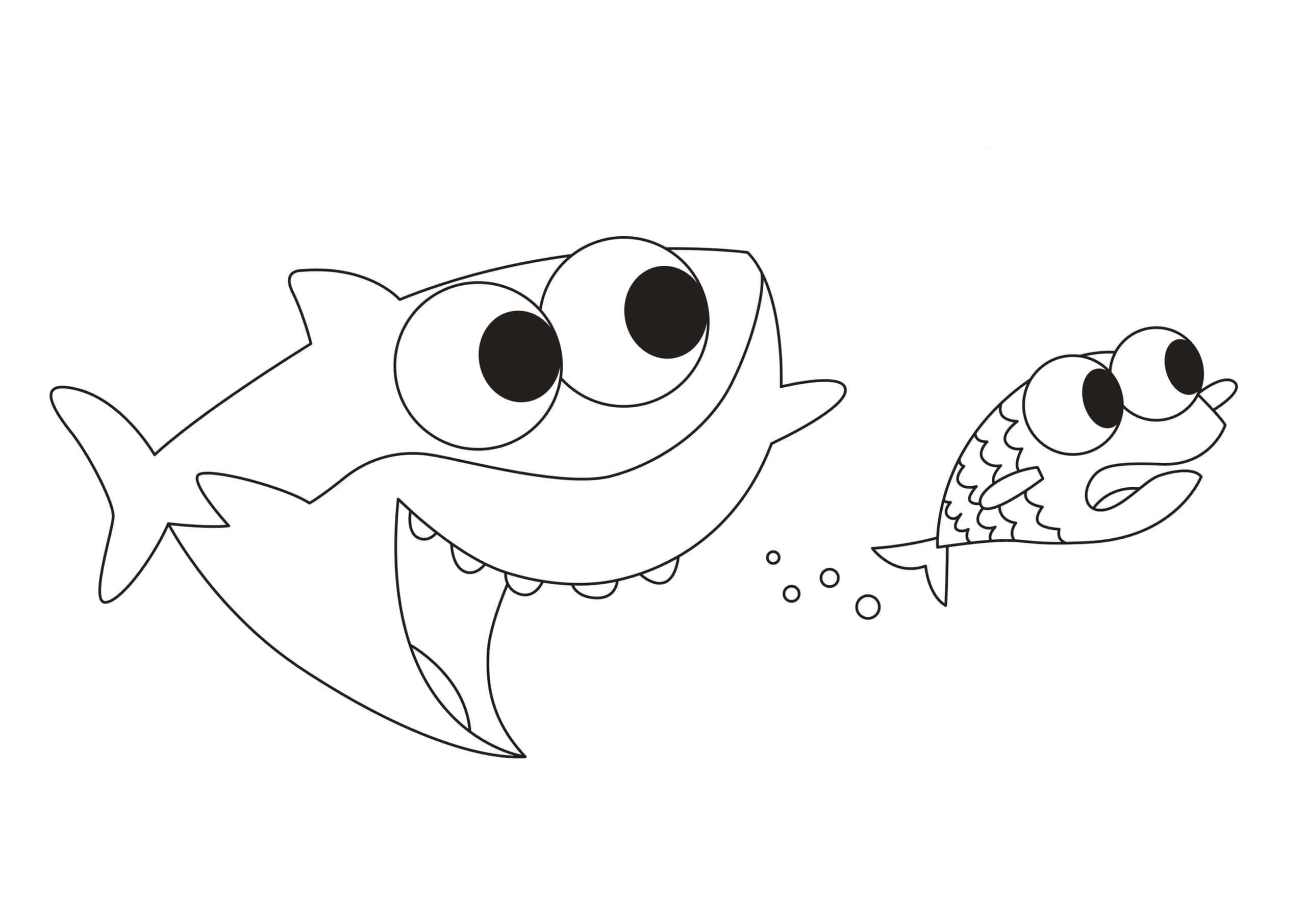 Tisknutelný Zdarma Baby Shark omalovánka