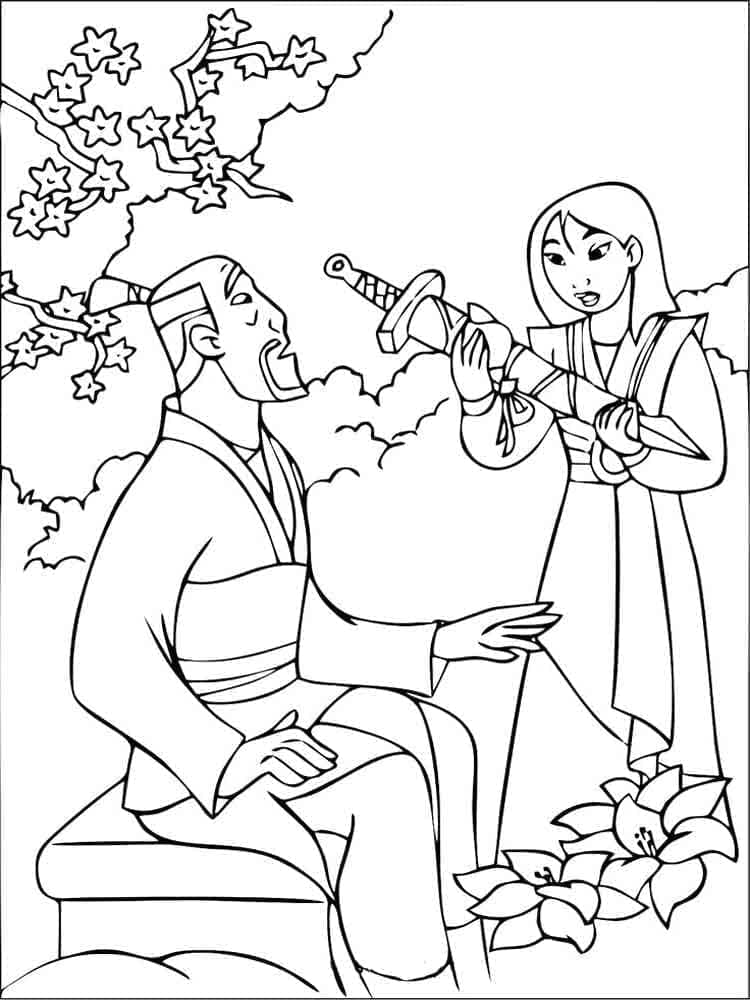 Tisknutelný Zdarma Mulan omalovánka