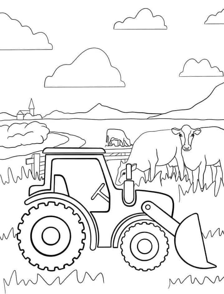 Traktor pro 6leté Děti omalovánka